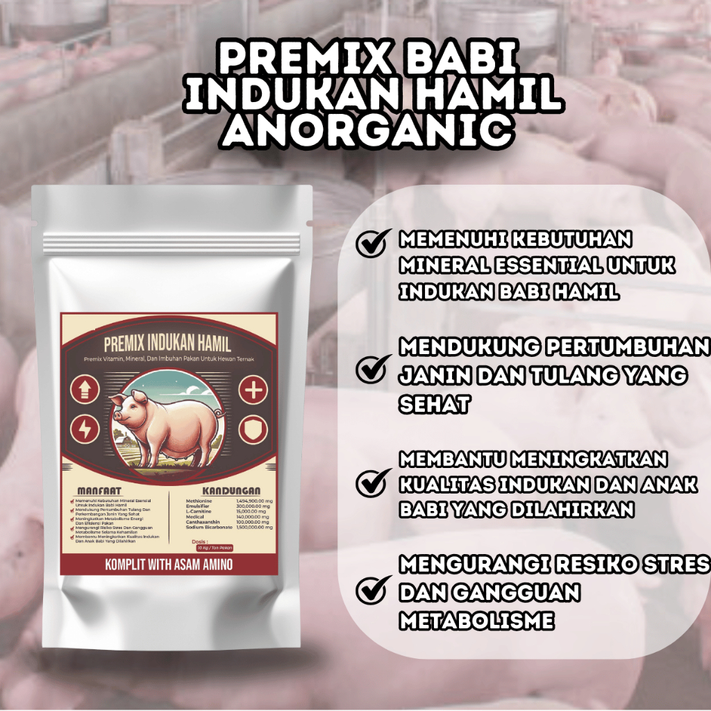 Premix indukan hamil babi anorganik komplit with asam amino || @1KG Memenuhi kebutuhan mineral esens