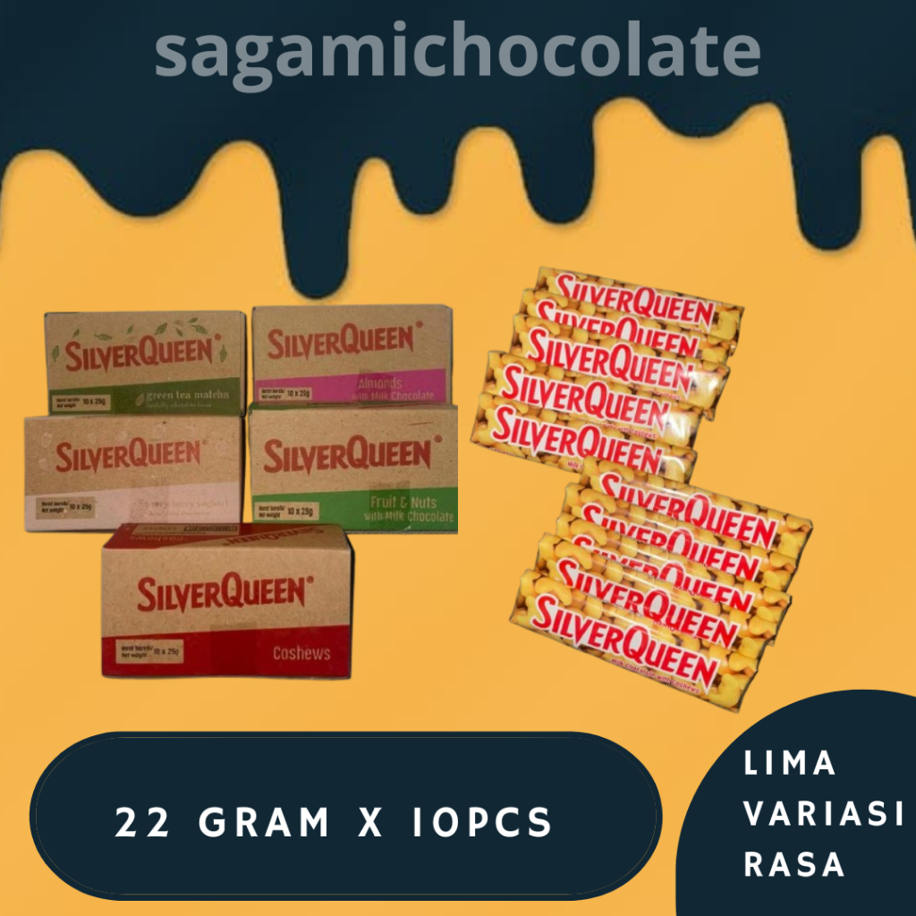 

COKLAT SILVERQUEEN 22GR - CHIC CHOC - CHACHA - SILVERQUEEN BITES - DARK - MALTITOS - DELFI TREASURE ALMOND - TREASURE MEDE