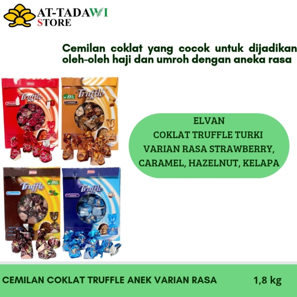 

COKLAT TURKI ELVAN TRUFFLE ANEKA VARIAN RASA - cemilan coklat turki elvan truffle - 1,8 kg