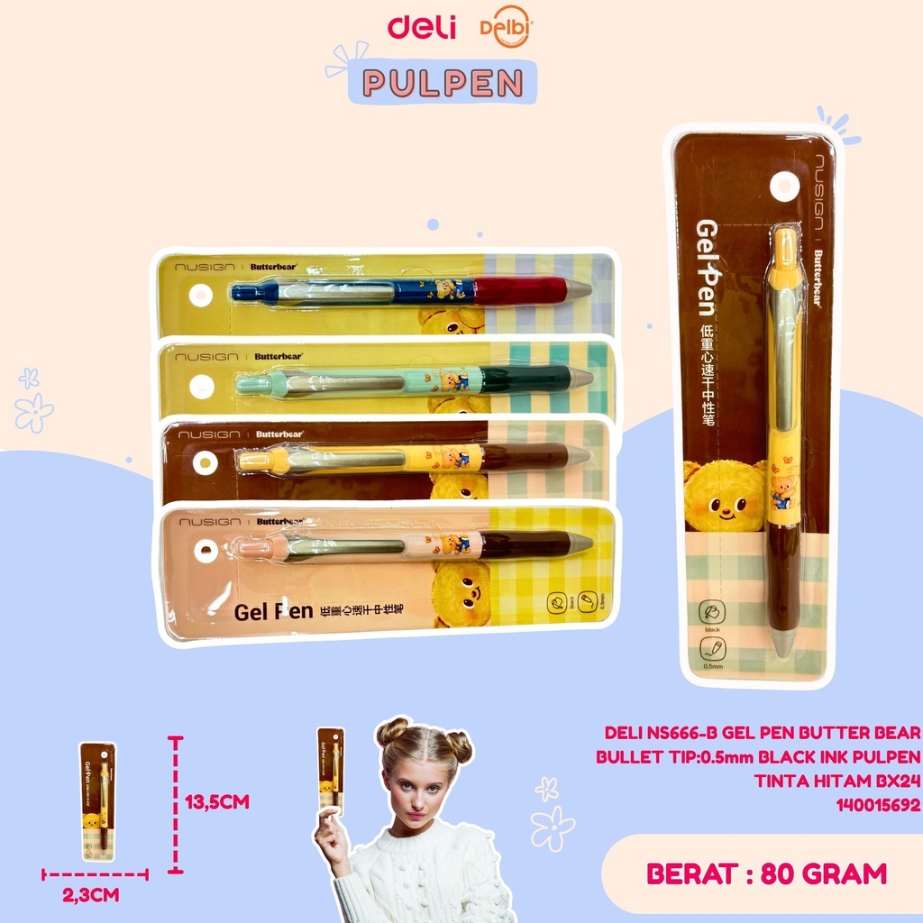 

DELI GEL PEN BUTTER BEAR BULLET BLACK INK PULPEN TINTA HITAM