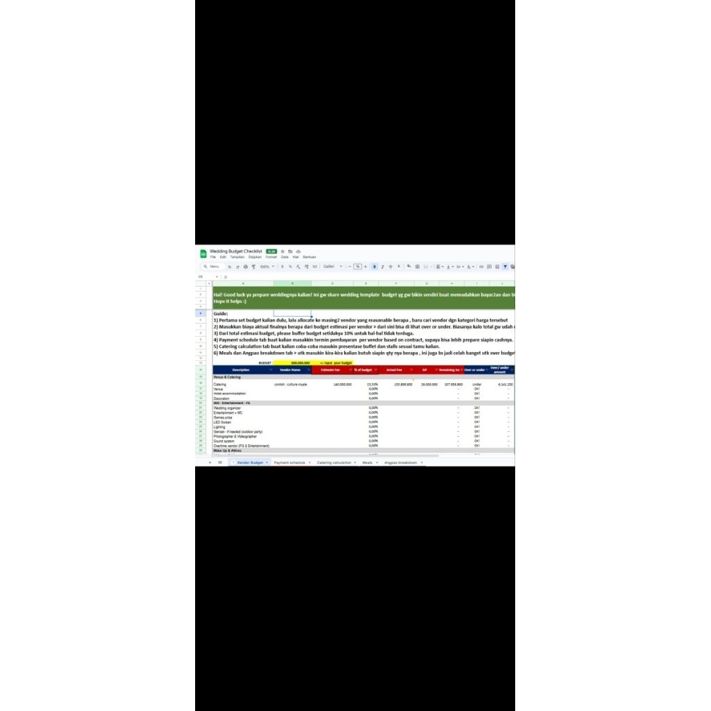 

EXCEL WEDDING PLANNER BUDGET
