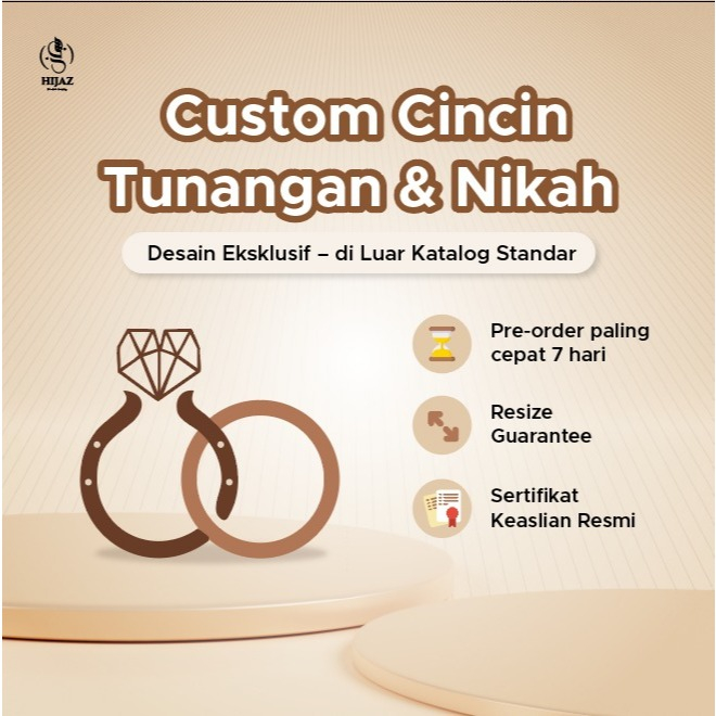 [BISA CUSTOM] Cincin Nikah Palladium dan Emas - Hijaz Cincin | Garansi Resize | Free Ukir Nama