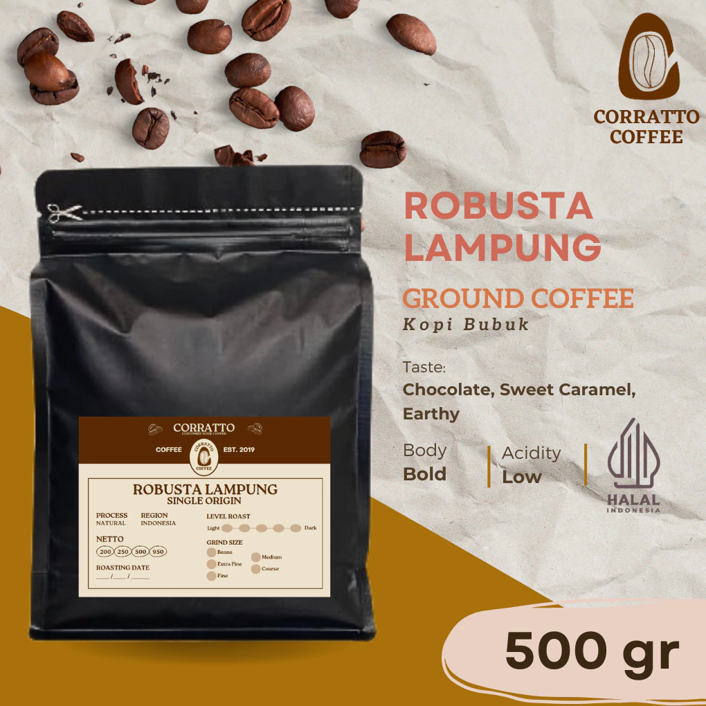 

Kopi Bubuk Robusta Lampung 500g