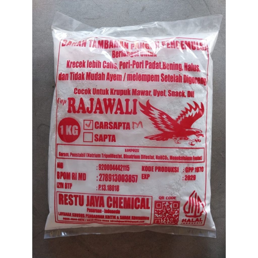 

Garam Pengenyal/Garam Pengemulsi/Obat Puli Cap rajawali CARSAPTA (1KG)