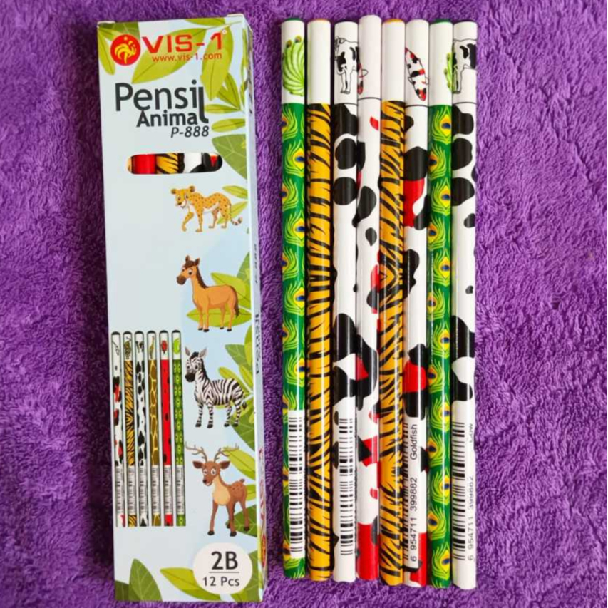 

(1 PACK = 12PCS) Pensil 2B Vis-1 Motif ANIMAL (kualitas super)