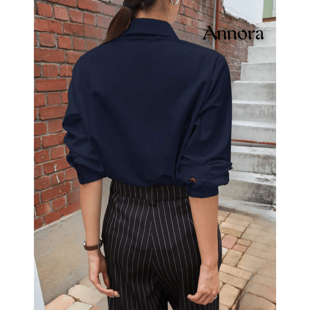 HOT PRODUCT Kemeja Putih Wanita Lengan Panjang Formal Kerja Kantor Katun Polos