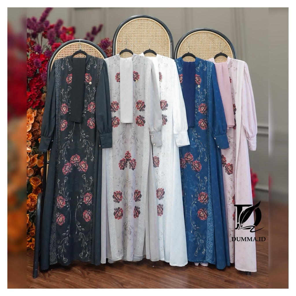 Seika Set Hijab Dress Gamis Terbaru by Dumma bahan Ceruty