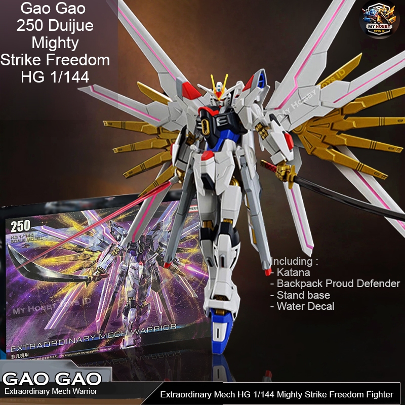 Action Figure Gundam Mighty Strike Freedom GG 250 With K4T4NA Backpack Proud Defender Not Bandai