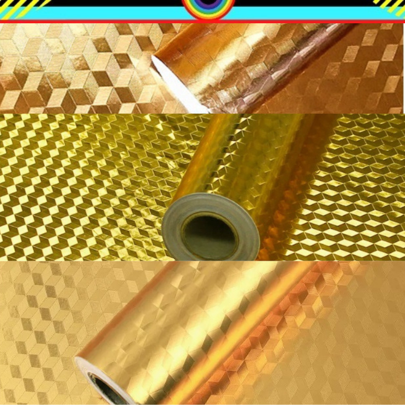 WALLPAPER STIKER FOIL EMAS | WALLPAPER DEKORATIF EMAS | WALLPAPER DAPUR GOLD | WALLPAPER ANTI PANAS 