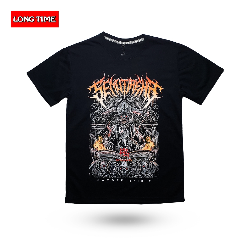 Long Time Kaos Distro Band Pria Wanita Cewek Cowok Metal Hitam SEMUT IRENG SEMI KATUN LENGAN PENDEK 