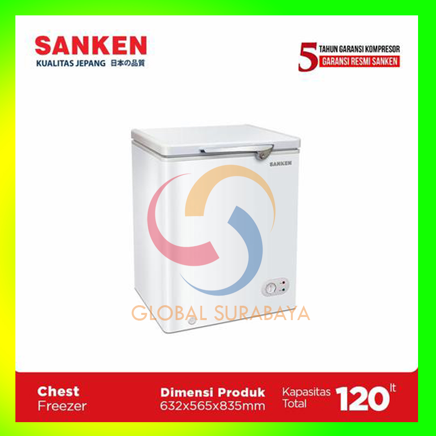 Chest Freezer Box SANKEN SRF-150C-LGY | Lemari Pembeku Sanken 150 Liter