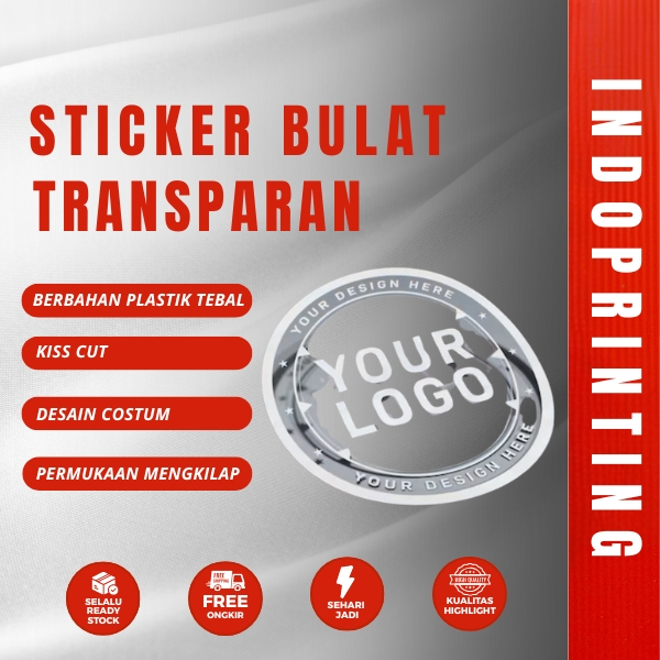 

Cetak Stiker Label Transparan - Anti Air / Stiker Transparan A3+ Print Sticker / Stiker Kemasan Transparan Custom - Kiss Cut (Pola) Sehari Jadi