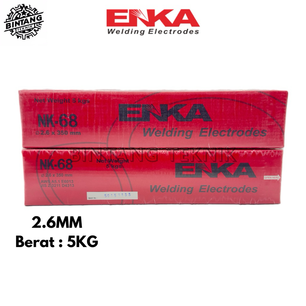 KAWAT LAS NK-68 2.6MM [5 KG] / KAWAT LAS ENKA NK-68 2.6MM [5KG] / ELEKTRODA LAS LISTRIK ENKA 2.6MM