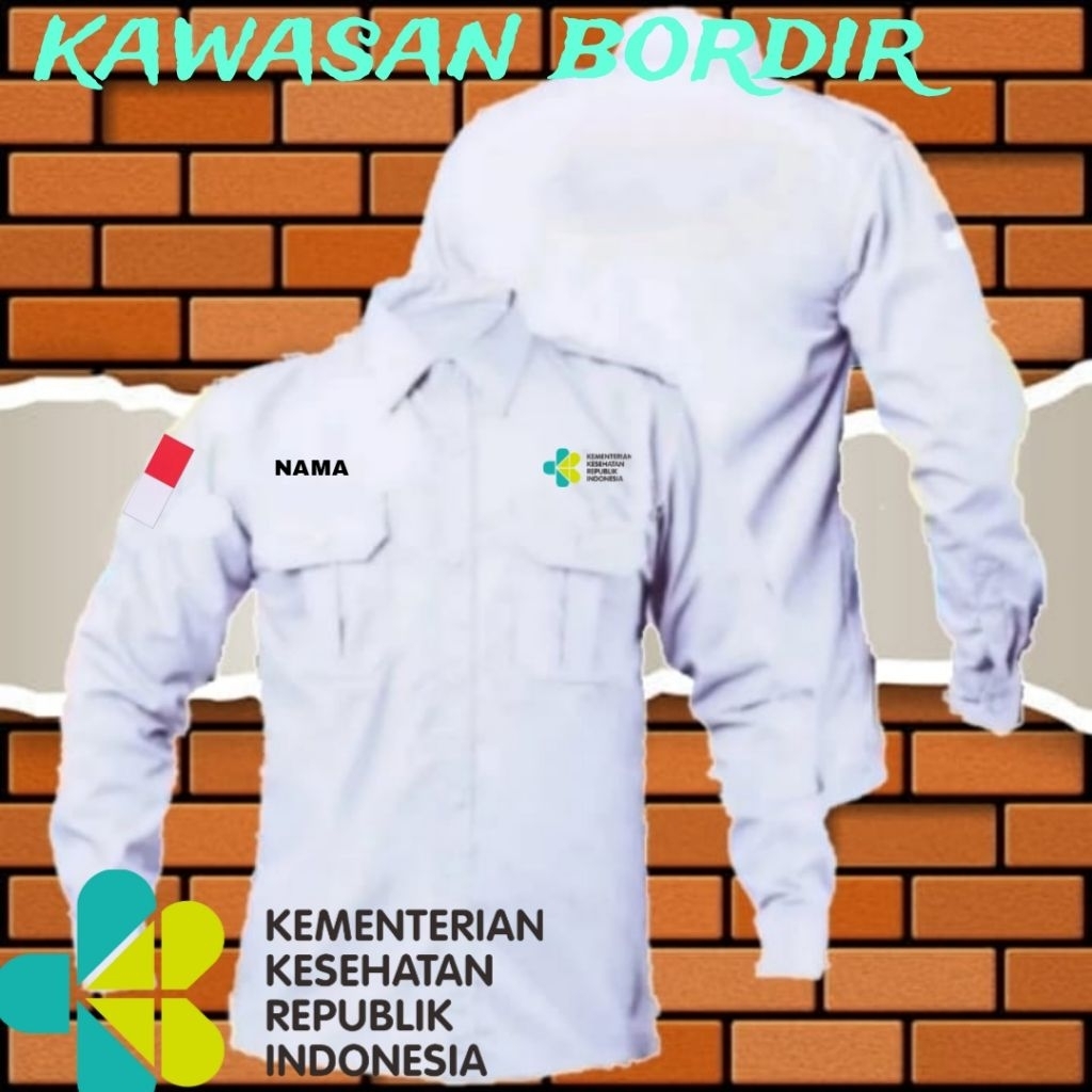 Terbaru kemeja Kemenkes baju Kemenkes seragam Kemenkes pdh Kemenkes full bordir..