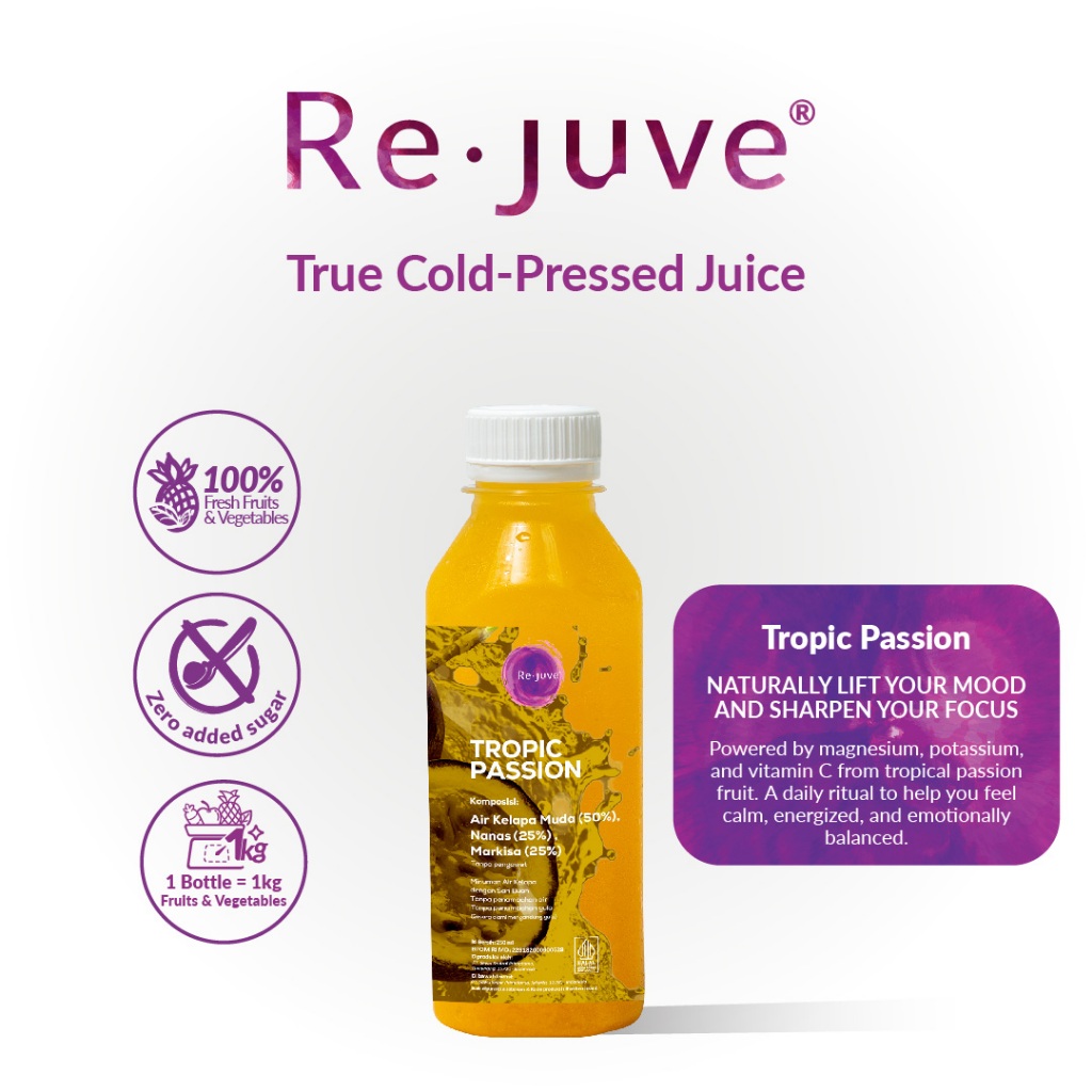 

Re.juve Jkt - Tropic Passion 250 ml (Cold-Pressed Juice / jus)