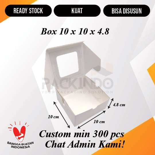 

(10 pcs) Tempat Kue Cookies Donat Kotak Dus Wadah Ivory Polos 10 cm x 10 cm x 4.8 cm Jendela Mika