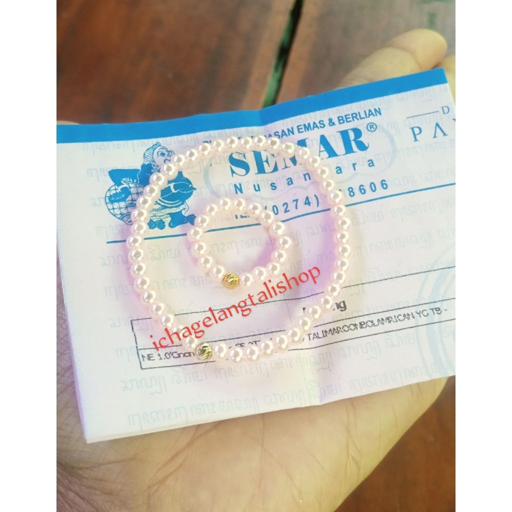 gelang set cincin mutiara warna mrican 0,2 gram Semar nusantara