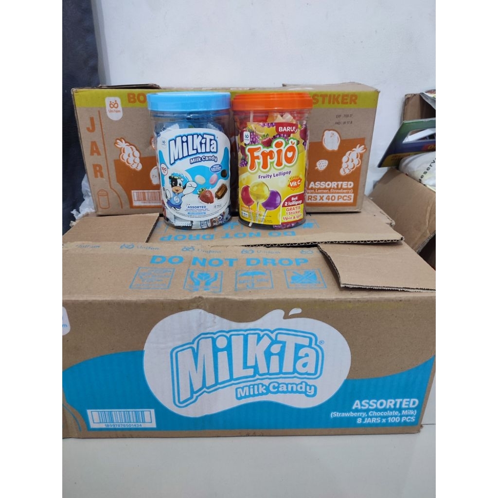 

Paket Bundling Milkita Candy Toples100pcs x Frio lollipop Toples