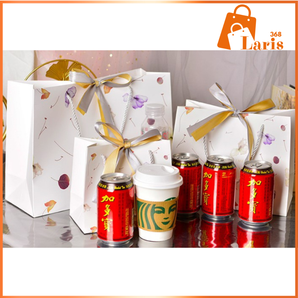

Laris368 Paper Bag Paperbag Tas Hampers Kado Souvenir Putih Daun Aesthetic Pita Premium Murah Makassar