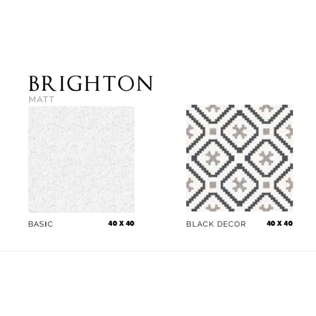 KERAMIK MEREK PLATINUM TYPE BRIGHTON BASIC BRIGHTON BLACK DECOR UKURAN 40X40 MATT