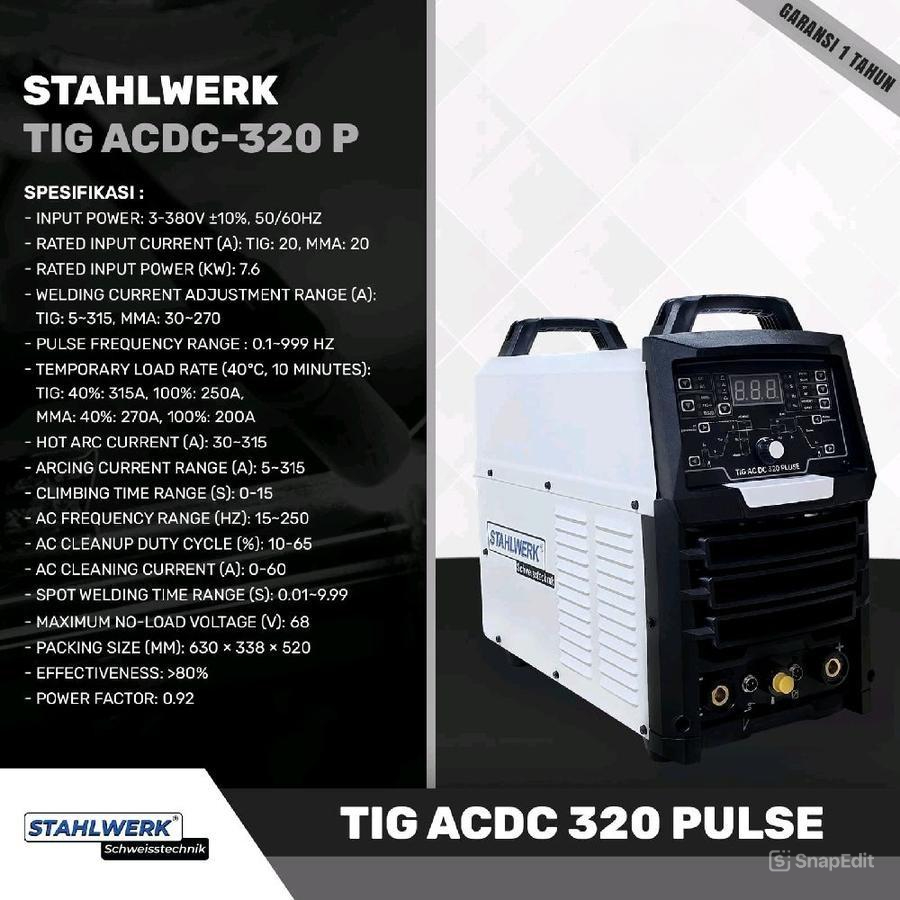 Mesin Las AC/DC TIG Argon merk STAHLWERK TIG-320P AC/DC Pulse