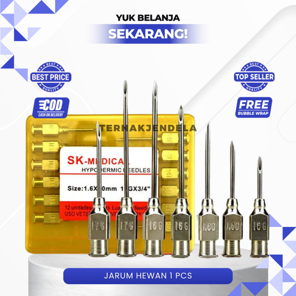 Jarum Hewan Ternak UK 18 G - Jarum Suntik Untuk Hewan Ternak Lainnya.