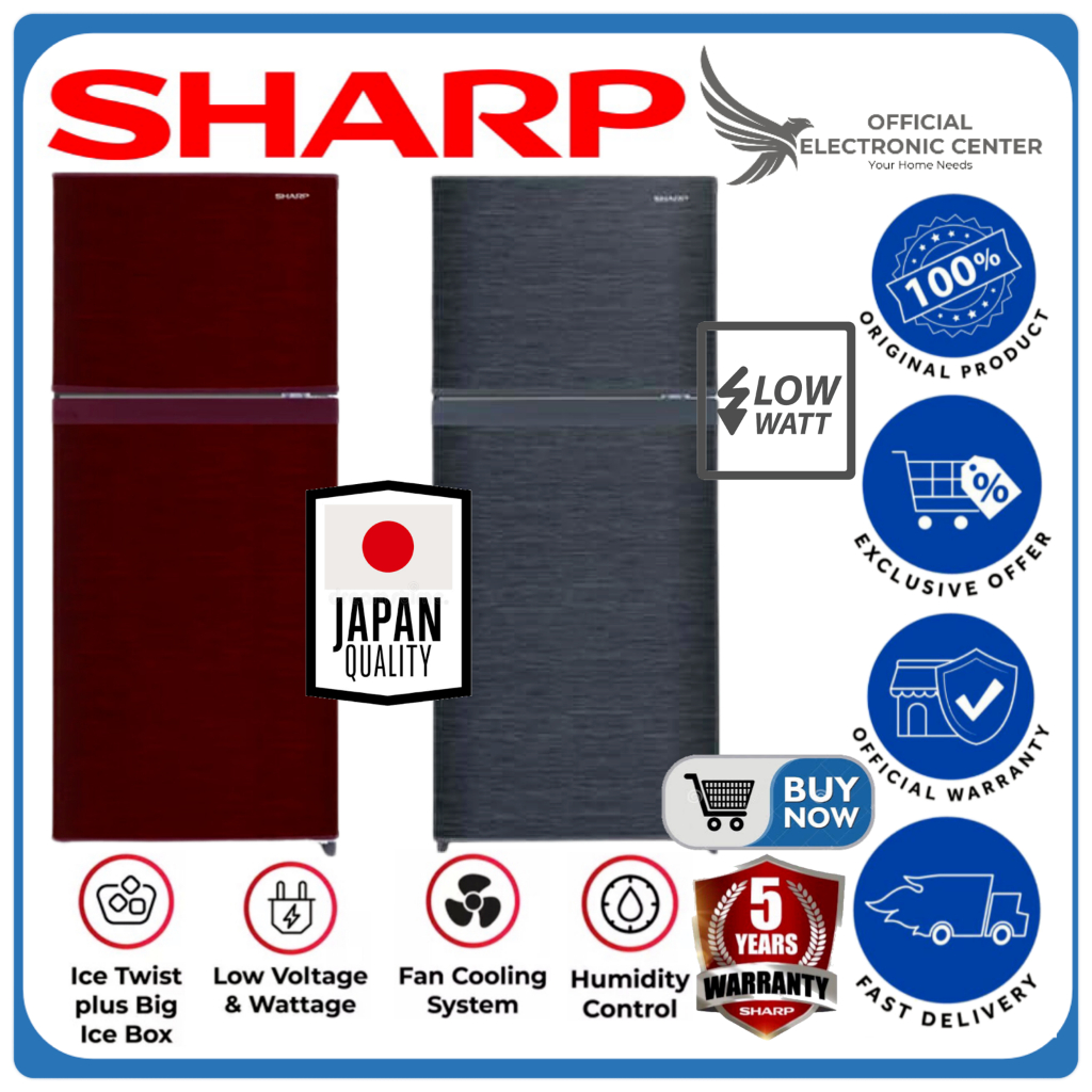 KULKAS 2 PINTU SHARP SJ-195MN SJ 195 MN SJ195MN PREMIUM SUPER COOLING LOW WATT LEMARI ES 2 PINTU SHA