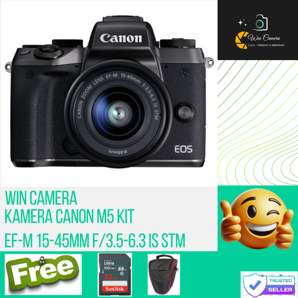 Kamera Canon M5 Kit 15-45mm F3.5-6.3 IS STM / Camera Canon / Kamera Mirrorless / Camera Mirrorless
