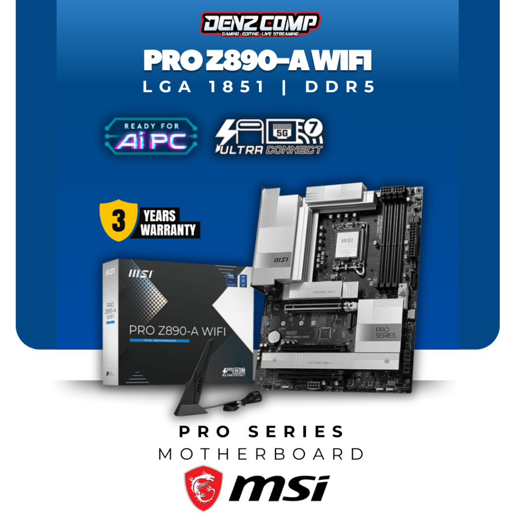 MSI PRO Z890-A WIFI Motherboard ATX LGA 1851 Intel Z890 DDR5
