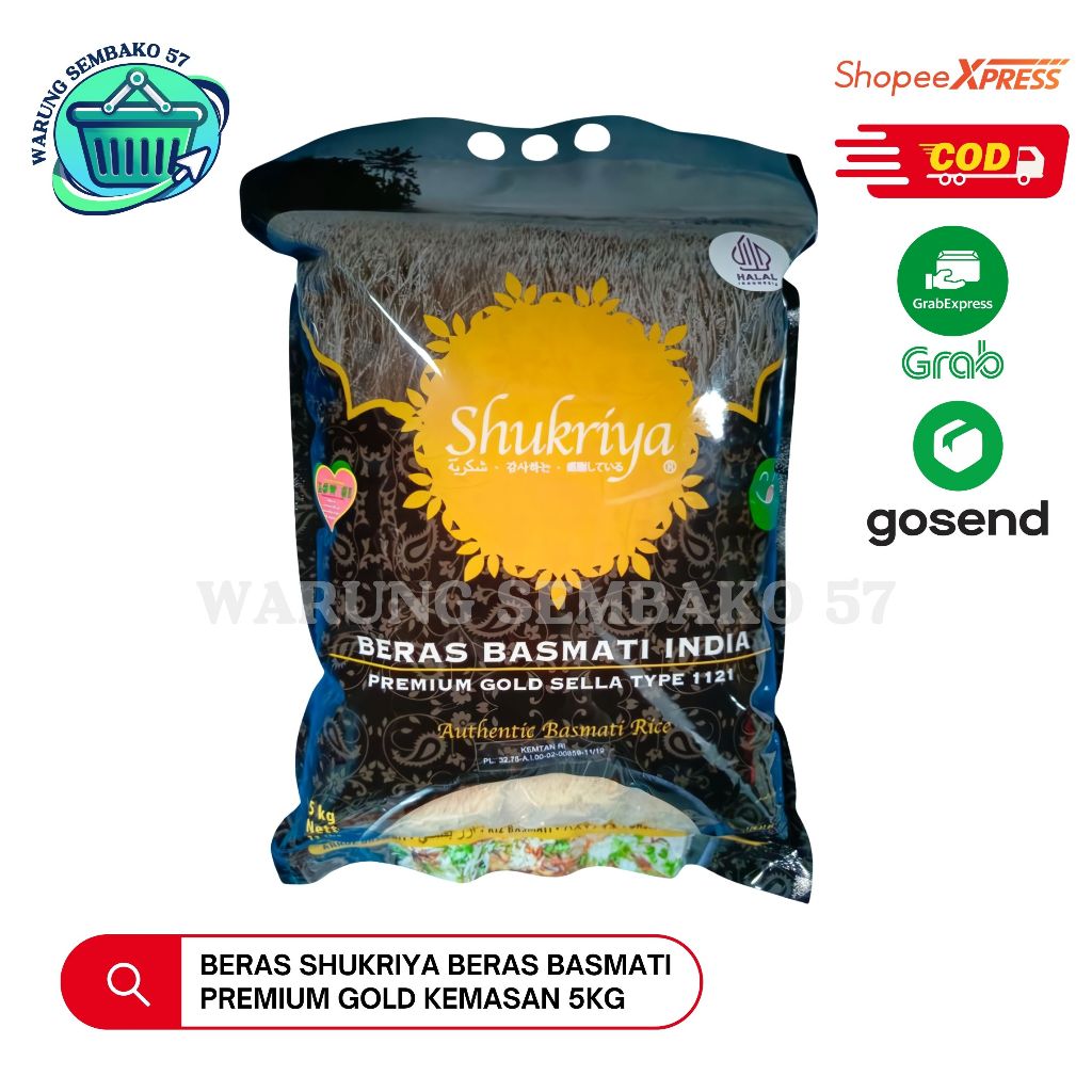 

Shukriya Beras Basmati Premium Gold Kemasan 5kg - Low GI