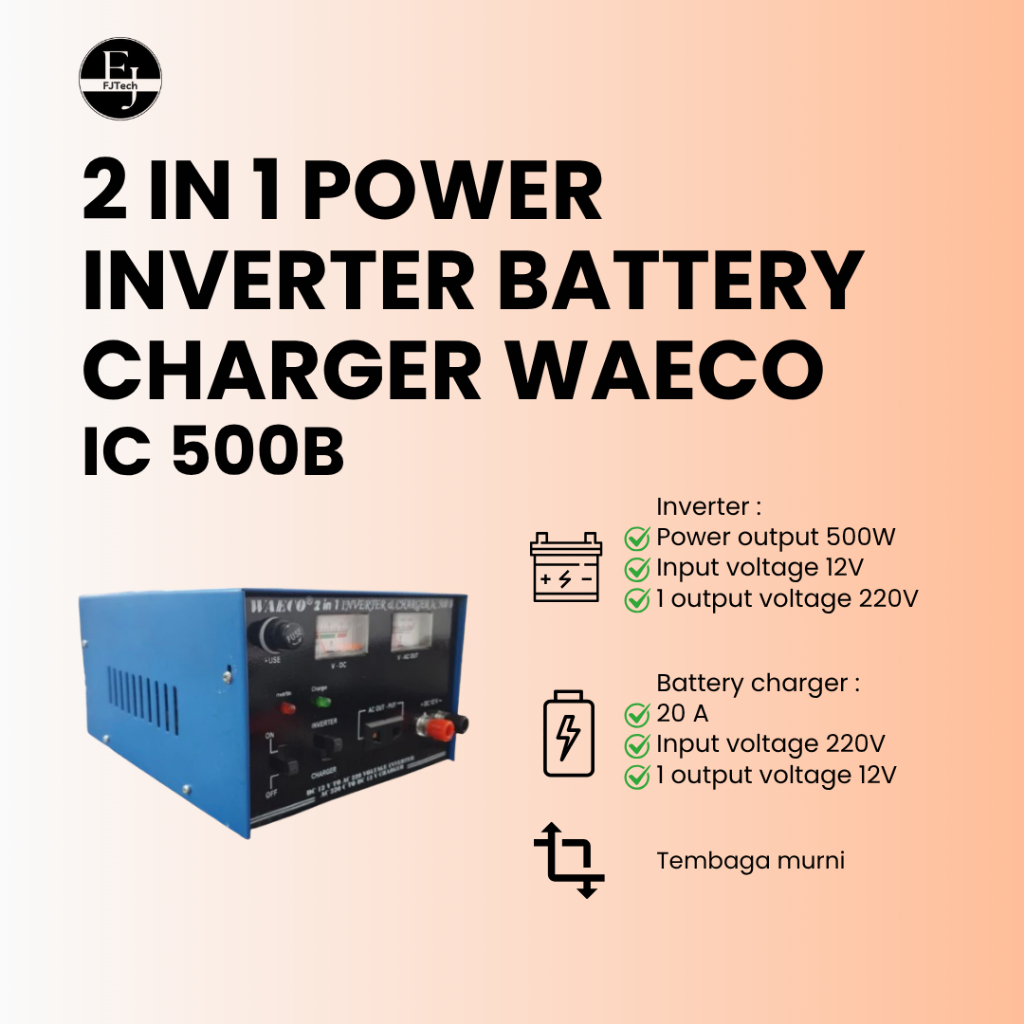 WAECO IC 500B | 2-in-1 Inverter Battery Charger | 500W