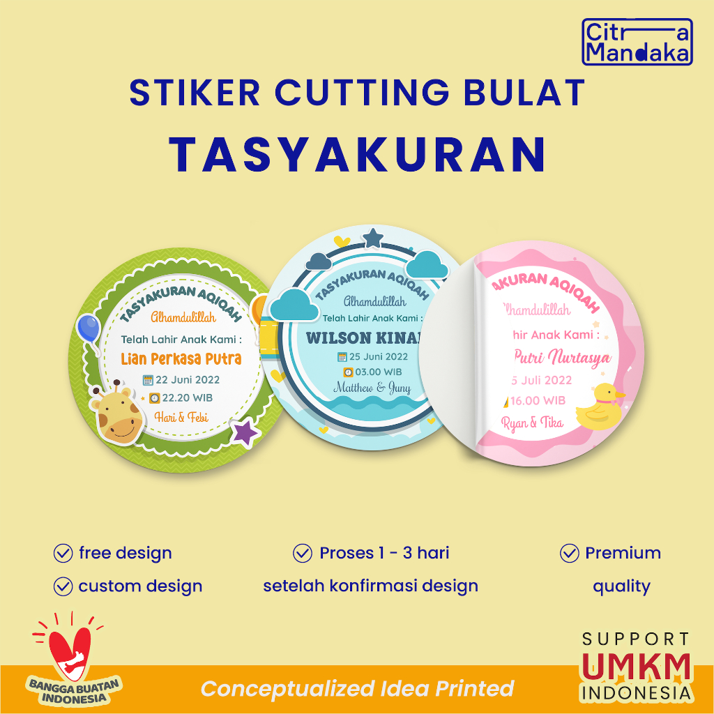 

Stiker Aqiqah Anak Bayi Custom | Sticker Tasyakuran Kelahiran Free Design | Tasyakuran Aqiqah Stiker