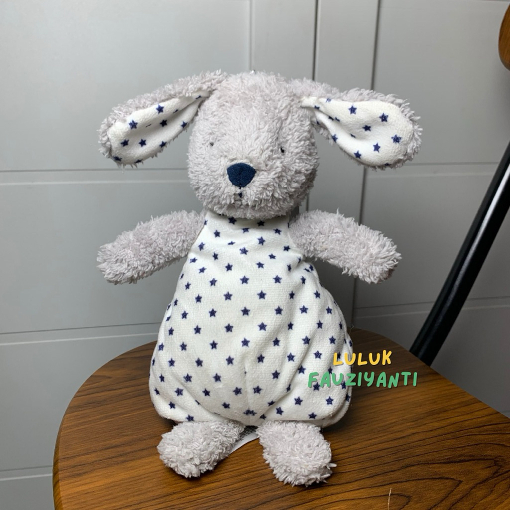 Boneka Marks&Spencer - Puppy Dog Grey Blue Stars Baby Soft Toy 25cm (NEW)