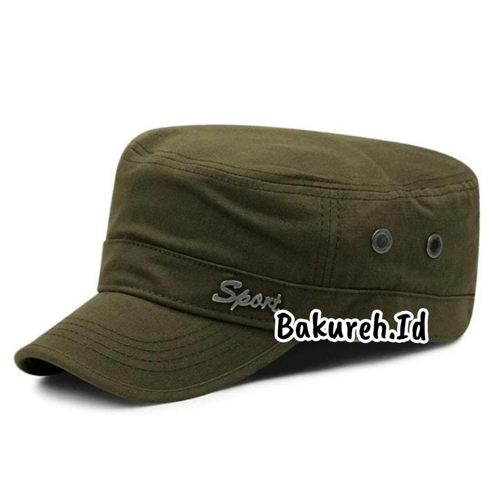 Topi komando pria wanita/ topi pet pendek/topi terlaris TOPI KOMANDO TENTARA MILITER POLOS BAHAN KAN