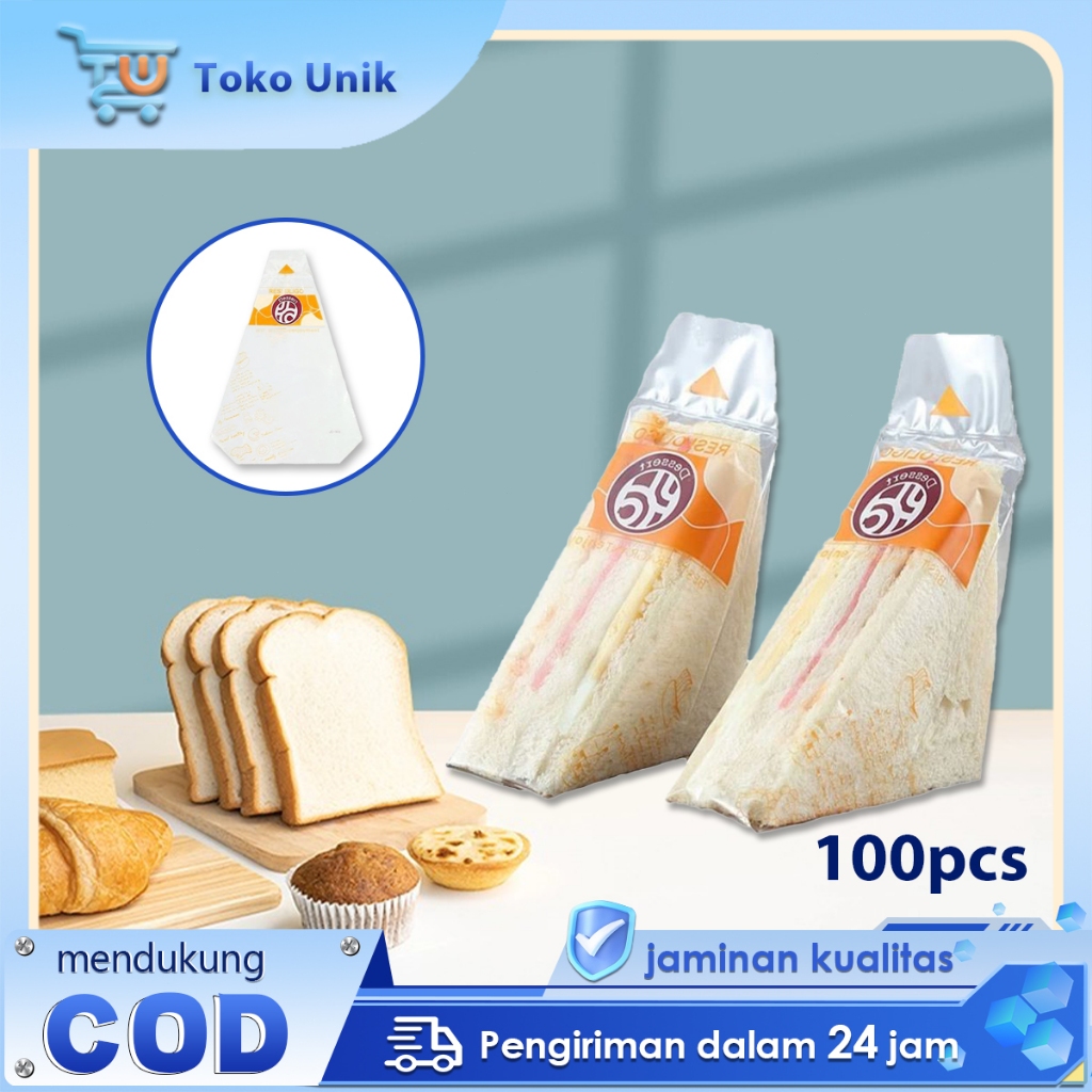 Kemasan Sandwich Isi 100 Segitiga Transparan Sandwich Bag Kemasan Plastik Roti Praktis