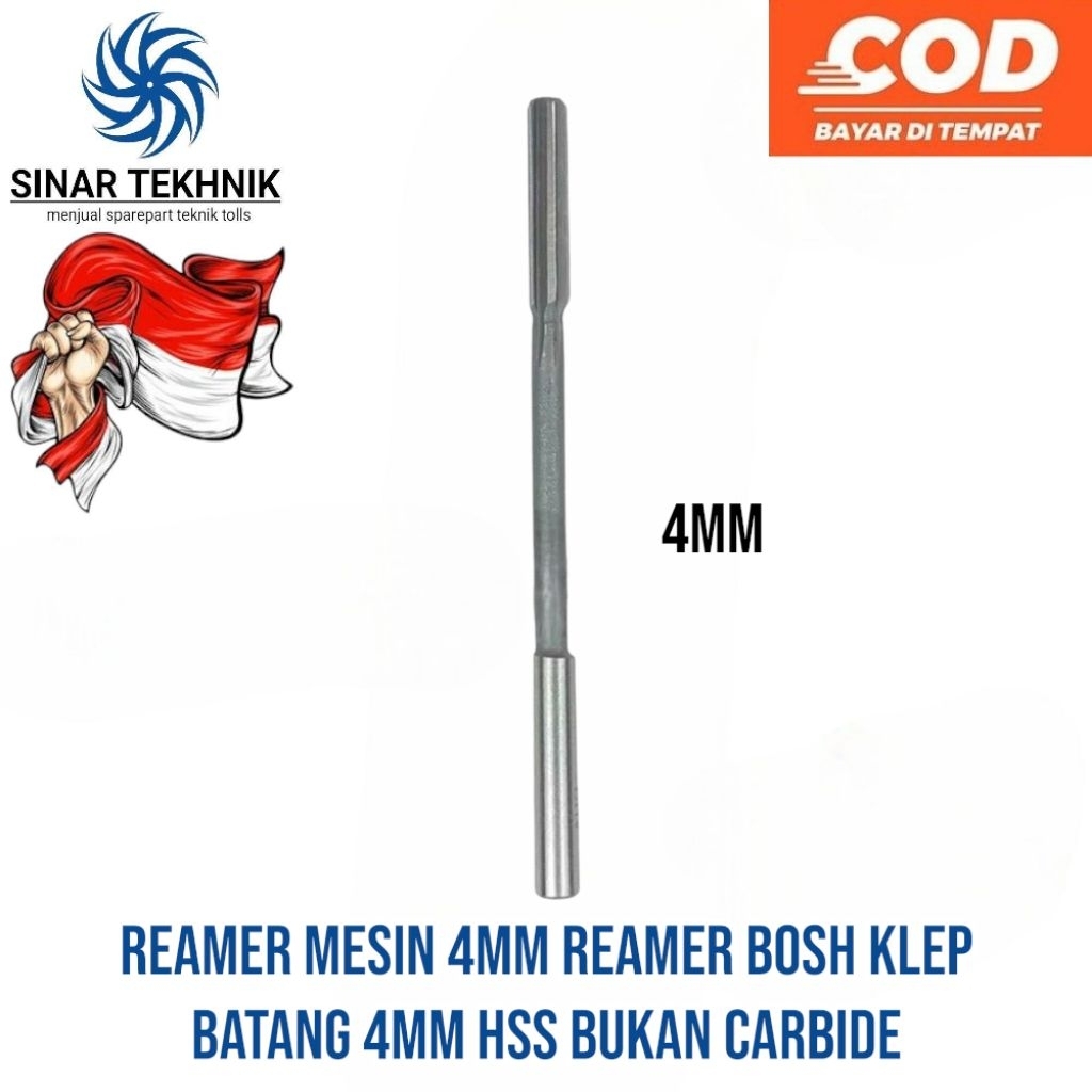 Reamer Mesin 4mm Reamer Bosh Klep Batang 4mm HSS Bukan Carbide