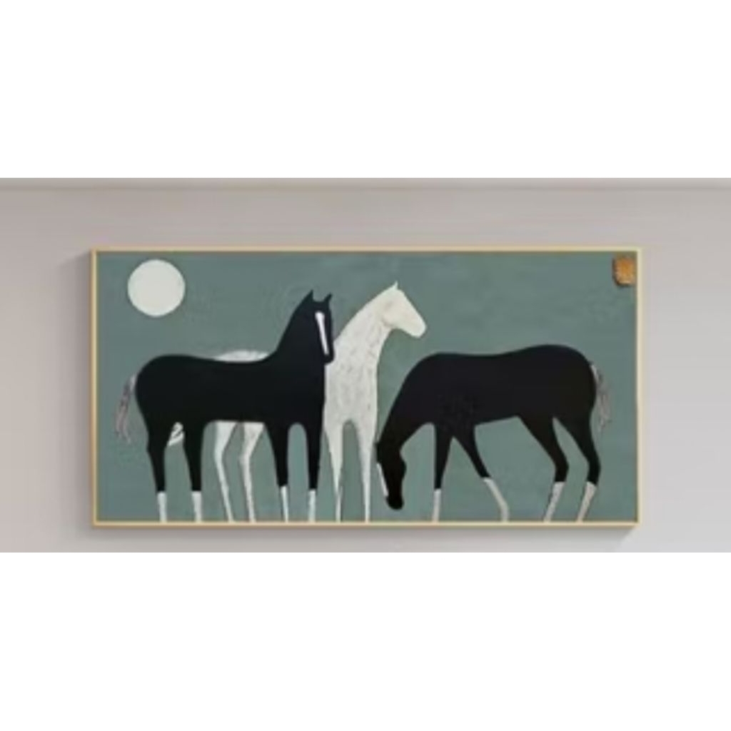 lukisan kuda modern lukisan minimalis hiasan dinding ruang tamu besar