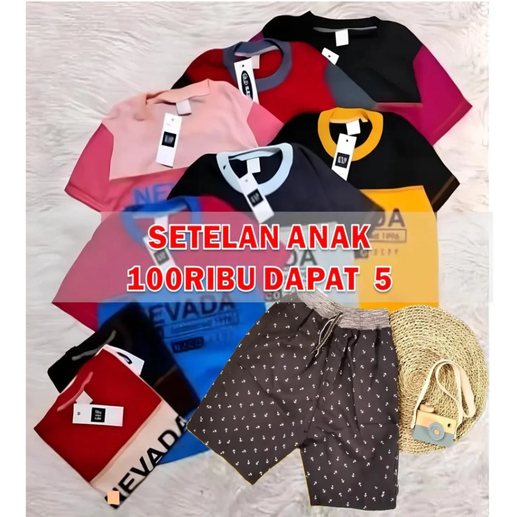 promo Setelan Anak 100 Ribu Murah Dapat 5 Setel ( 5 Chinos Motif Anak + 5 Baju)/Baju aAnak/Setelan A