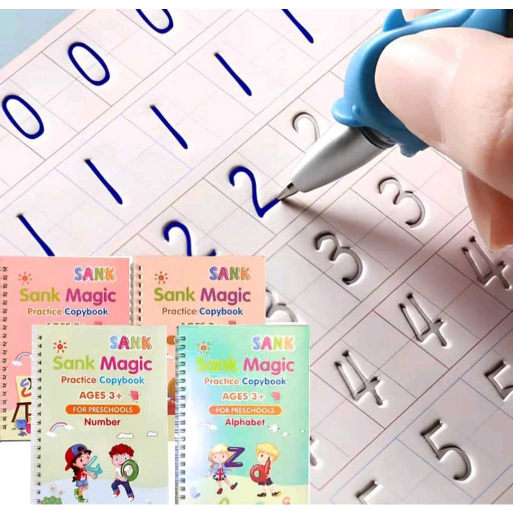 

(PS) PROMO Buku Ajaib 4 IN 1 Anak Pintar Menulis Bisa Hapus Sendiri Sank Magic Book set Lengkap Stationery