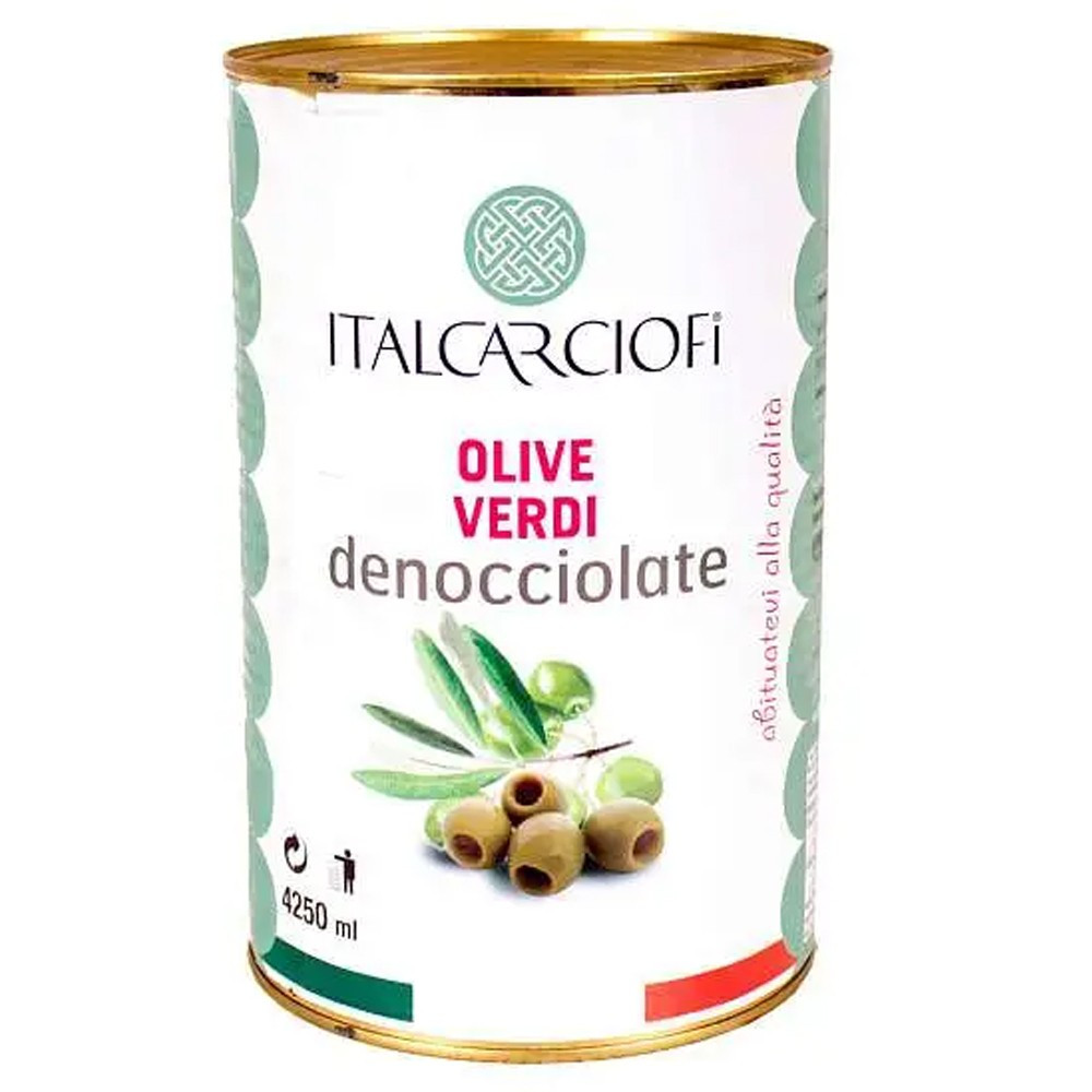 

ITALCARCIOFI Pitted Green Olive – Zaitun Hijau Tanpa Biji (Produk Italia Asli)