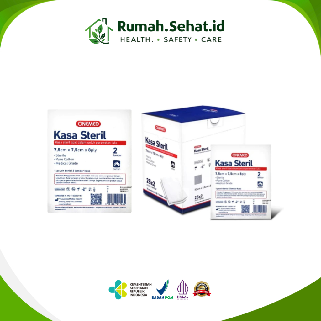 Kasa Steril Onemed  7,5 cm x 7,5 cm x 8 ply - Box Isi 25