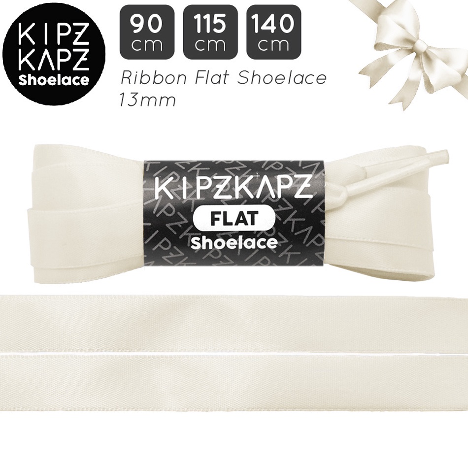 KODE I86K KIPZKAPZ RIBBON TALI SEPATU PIPIH GEPENG  FLAT SHOELACE 13MM  RFS1C IVORY  9CM 115CM 14CM