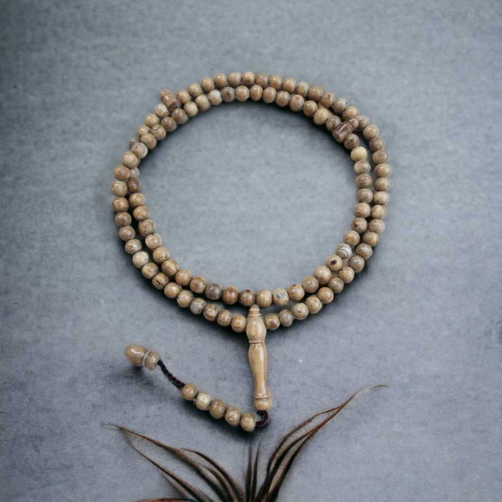 Tasbih Muslim 99 Butir Yuser Akar Bahar Putih Premium 8mm