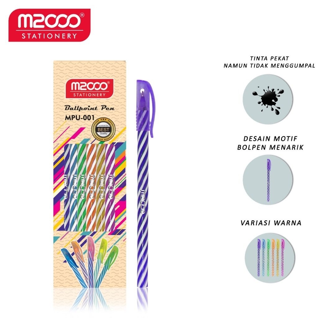 

Pulpen Murah M2000/Balpoin Murah/Alat Tulis Atk Kantor Murah Pulpen Ulir warna 1Box 12pcs M2000 MPU 001 Warna Warni Pulpen
