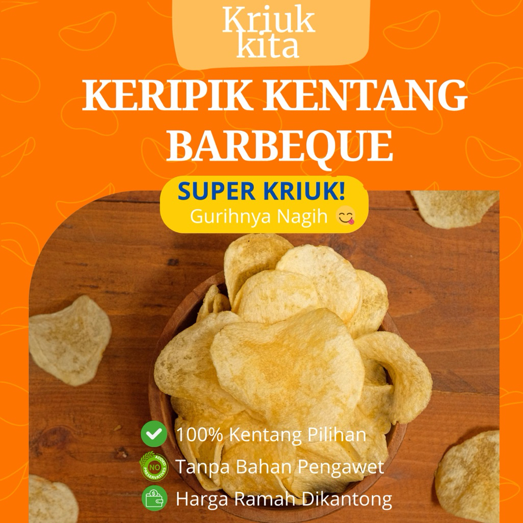 

Keripik Kentang Renyah Barbeque KRIUKKITA 80 gram – 100% Kentang Pilihan & No Pengawet