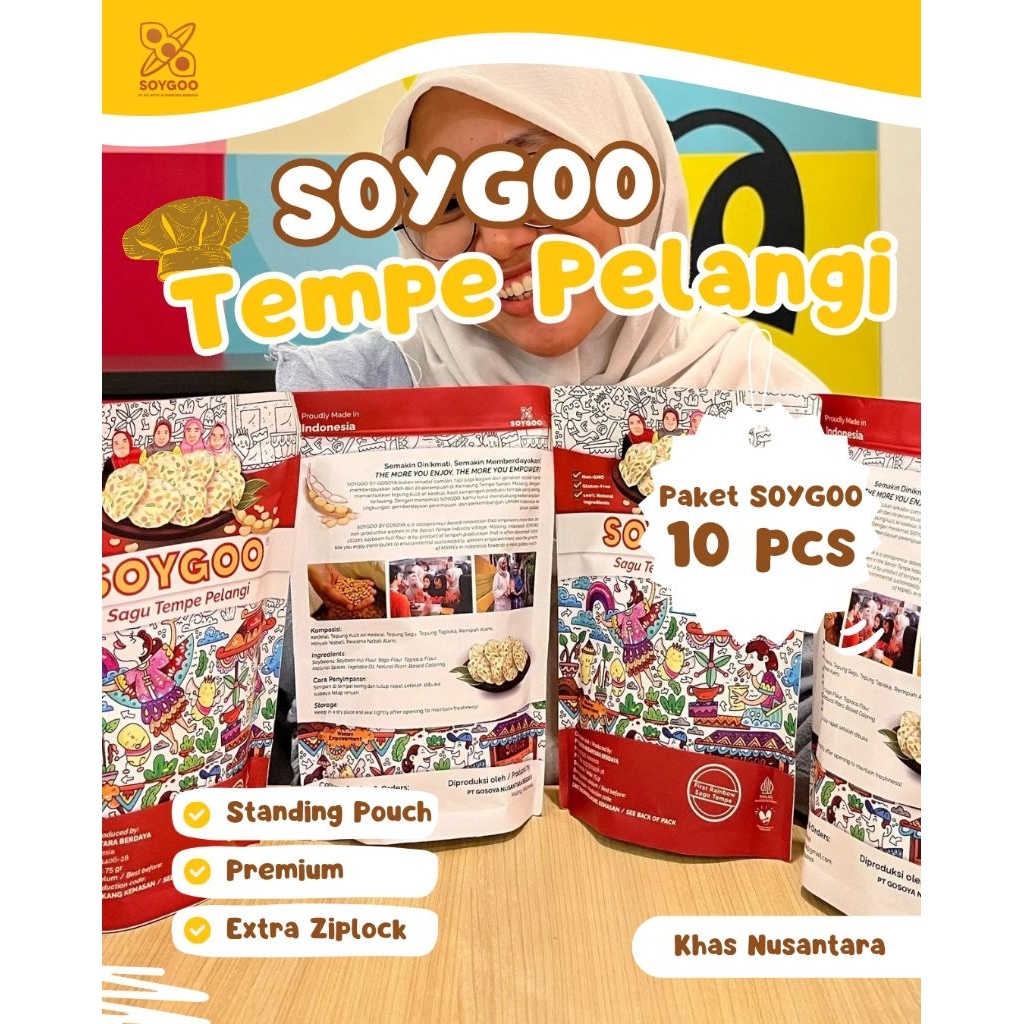 

Paket 10 PCS SOYGOO Sagu Tempe Pelangi Oleh-oleh Malang Keripik Tempe Premium Gluten-free