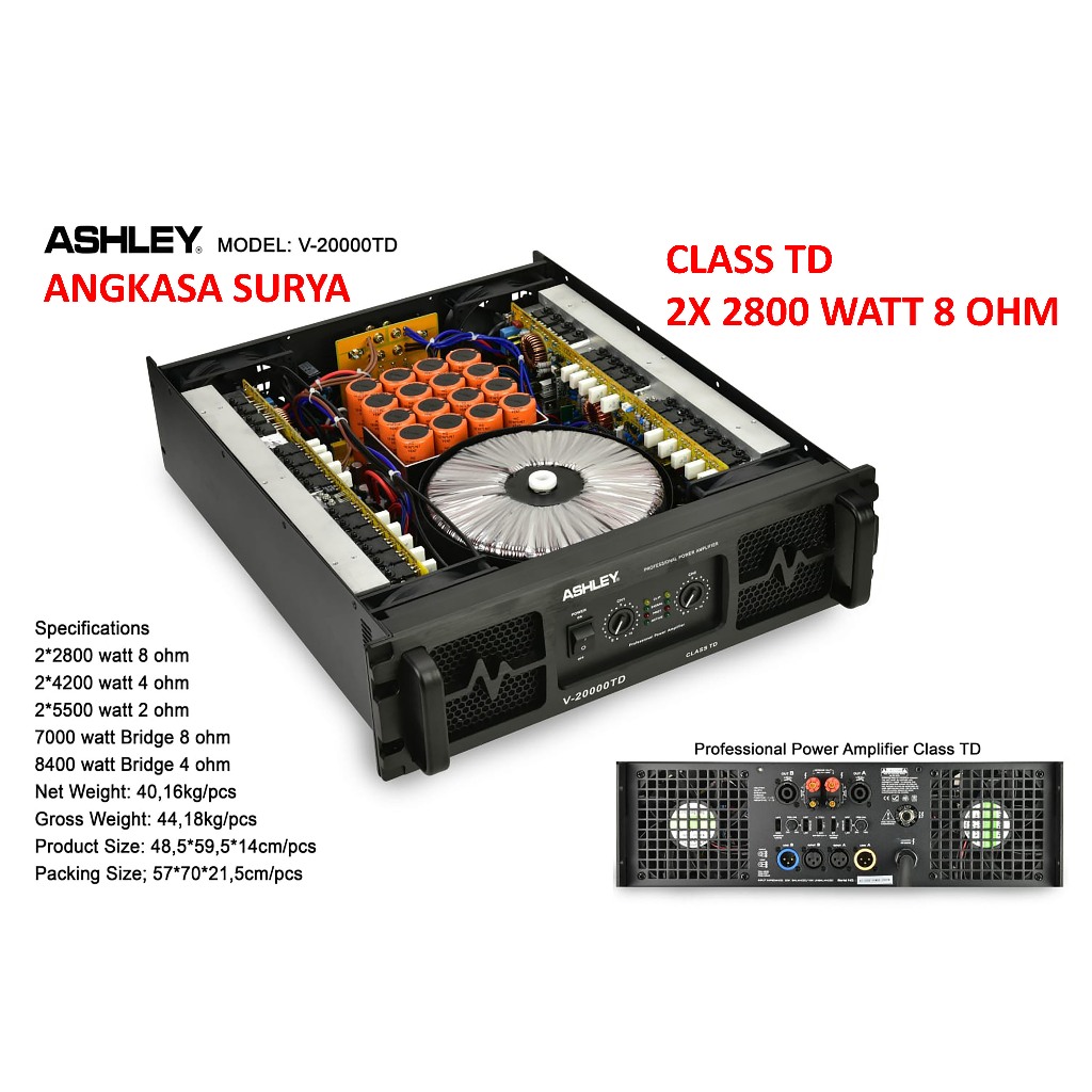 POWER ASHLEY V20000TD ORIGINAL / POWER AMPLI ASHLEY V 20000 TD CLASS TD