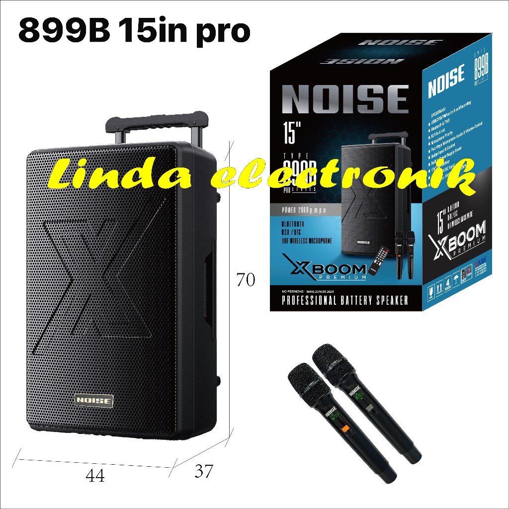 Speaker Portable Wireless Noise 899 B PRO X Boom Original 15 inch Bluetooth