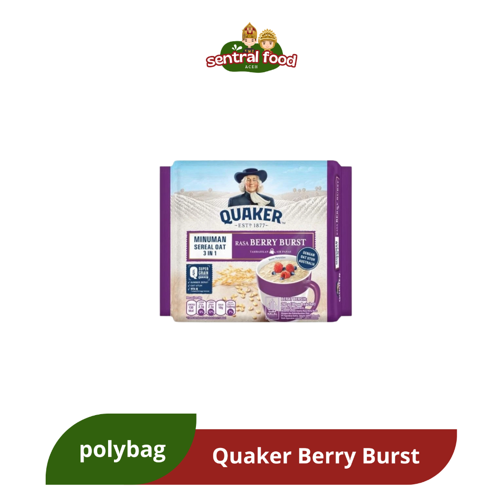 

QUAKER 3in1 Rasa Berry Burst Polybag 240gr Minuman Sereal Oats (Isi 8 sachet)