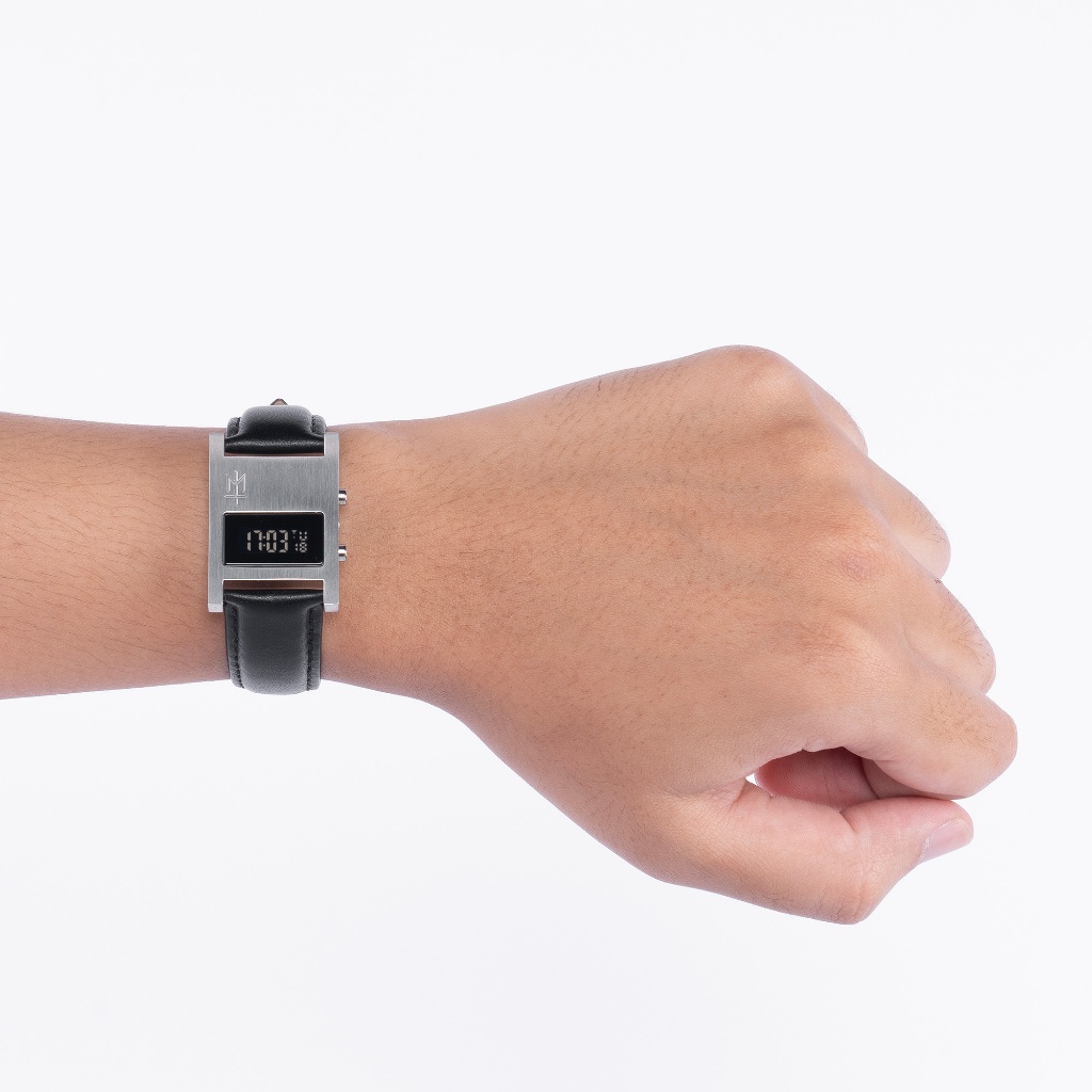 VESSEL13 SC MATERNAL DISASTER JAM TANGAN DIGITAL WATCH STAINLESS WITH LEATHER STRAP ORIGINAL